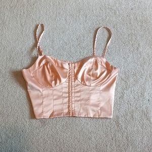 L Guess pink cropped corset top